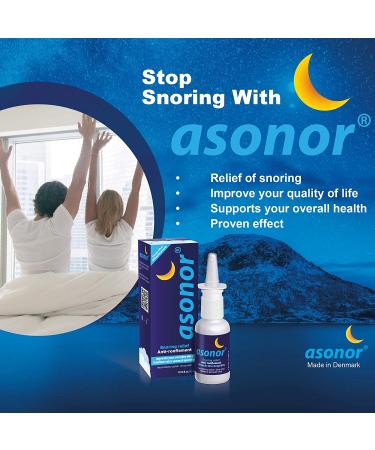 Asonor Snoring Nasal Spray - Fast Snore Stopper for Better Sleep | Natural Breathing Relief | Opens Throat & Air Passage | Anti Snoring Solution - 30ml - Buy Online on GoSupps.com
