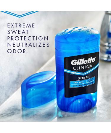 Gillette Clinical Strength Men's Antiperspirant Deodorant - Cool Wave Scent - Clear Gel - 1.6 oz - Buy Online on GoSupps.com