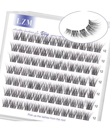 LZM single eyelashes fake lashes 12mm C curl false eyelashes natural look artificial eyelashes soft diy cluster eyelashes individually natural eyelashes (moon-12) 2-moon-c curl-12mm