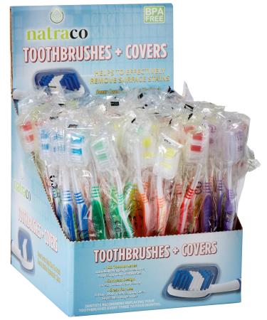 Bulk Toothbrush Pack with Covers | Premium Quality Individually Wrapped Colorful Tooth Brushes are Perfect for Travel, Giveaways, Care Packages, Hotels | Standard Medium Soft Bristles | 100 Count 100 Count (Pack of 1)