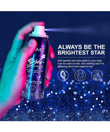 PEPHUCA Glitter Spray - Temporary Shiny Glitter Spray for Body Hair Face and Clothing Waterproof Hairspray Shimmer Silver Powder for Prom Festival Rave Stage Makeup Gifts for Women 60ML 1 Pack - Buy Online on GoSupps.com