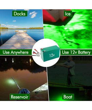 Pinboer 120W Green Underwater Fishing Light | 15000LM IP68 Submersible Night Boat Light | Freshwater & Saltwater Fish Finder Attractant | 17FT Cord - Buy Online on GoSupps.com