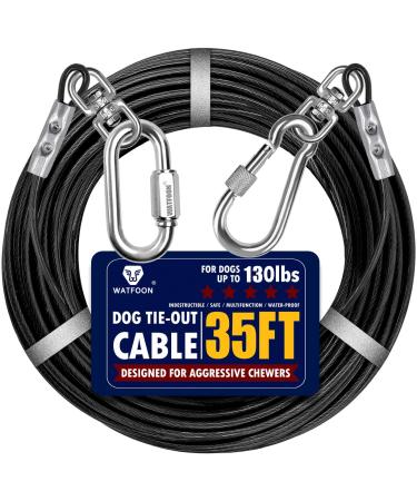 Dog lines for courtyard 6 m 7.6 m 9 m 10.7 m 12.2 m 13.7 m 15.2 m 16.8 m 19.8 m 30.5 m Dog cabbage run steel robust grip on the ONG DOG CH. Cable for outside camping park (10.7 m-black) 10.7 m black 35ft