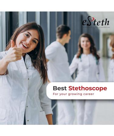 eSteth Classic Stethoscope - Sensitive Chest Piece for Amplified Heart & Lung Sounds - Lightweight Design - Flexible Tubing - Extra Ear Tips - Non-Chill Ring - 32 Long - Black - Buy Online on GoSupps.com
