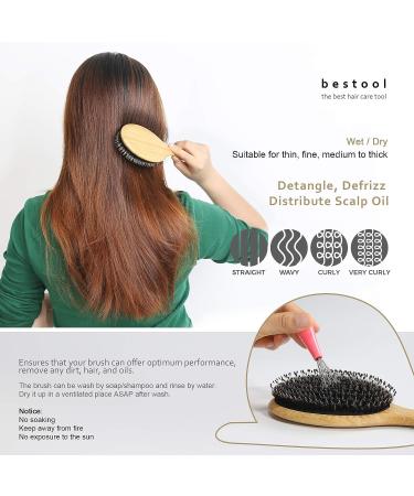 BESTOOL Boar Bristle Hair Brush Set - For Women, Men, Kids - Detangling, Softening, & Silky Shine - Regular & Small Sizes - Ideal for Thick, Fine, Curly Hair - Buy Online on GoSupps.com