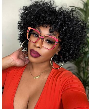 Tr90 Square Frame Blue Light Blocking Glasses - UV Protection for Men & Women | Stylish Computer & Reading Glasses - Red-Blue-Leopard Design - Buy Online on GoSupps.com