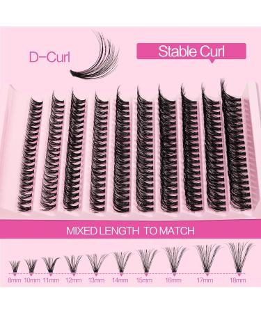 QUEWEL DIY Eyelash Extensions Set - 200 PC Thin Band Lashes with Bond & Seal Waterproof Cluster Applicator | At-Home LASH Extension Kit (QD02-MIX8-18) - Buy Online on GoSupps.com