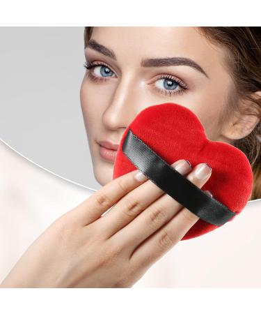 VOCOSTE 4 Pcs Loose Powder Puff - Soft Heart Shape Makeup Tool for Flawless Face - Short Plush Blender in Black & Red - Buy Online on GoSupps.com
