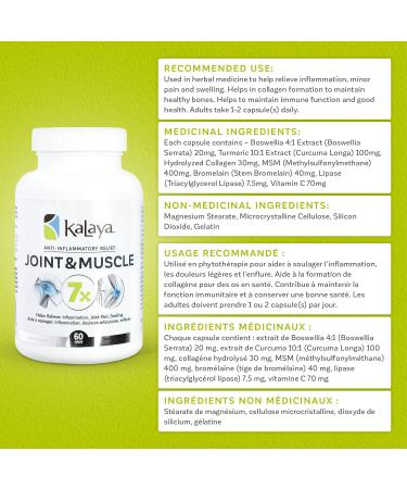 Kalaya 7X joint & Muscle Anti-Inflammatory Supplement (180 capsules) 60 Caps (Pack of 3) - Buy Online on GoSupps.com