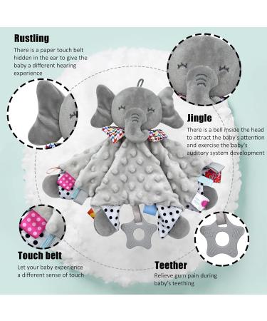 UNMOT Baby Comforter Blanket - Elephant Soft Security Blanket with Teether - Grey - Buy Online on GoSupps.com