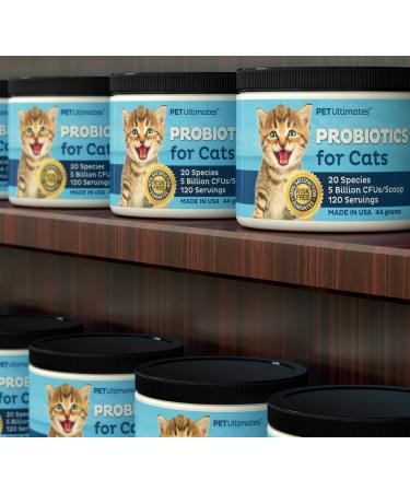 Pet Ultimates 20-Species Probiotics for Cats - Treat Diarrhea, Vomiting & Antibiotic Recovery - Enhance Digestion, Vitality - Cat Health Supply (44g) - Buy Online on GoSupps.com