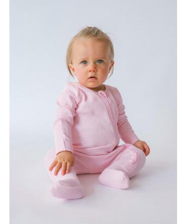 Ribbed Cotton Zip Up Baby Sleepsuits for 2-3 Years, Unisex Newborn Clothes - Sweet Pink - Buy Online on GoSupps.com