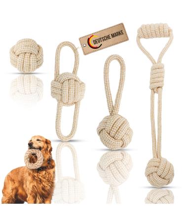 PetaTaurus Premium dog toys Big dogs: rope dog ball 4 set - robust puppy toy made of cotton & hemp - ideal for medium to large dogs & active puppies ball set - Buy Online on GoSupps.com