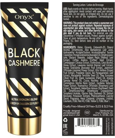 Onyx Black Cashmere Tanning Cream for Sunbed with Bronzer - Sunbed Cream with Natural Bronzing Blend for Dark Tan Results - Tinted Moisturiser for Skincare Routine & Anti-Cellulite Power - Buy Online on GoSupps.com