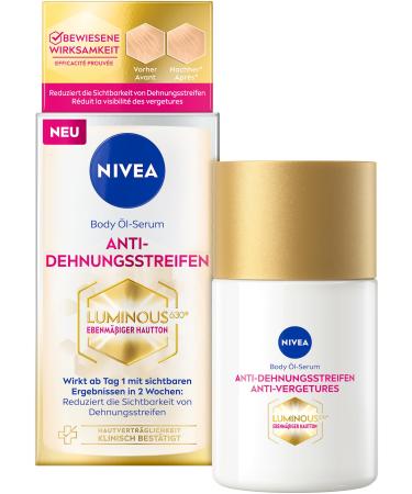 NIVEA Luminous630 Body Oil Serum Anti-stretch strips body oil reduces the visibility of stretch marks highly effective oil serum formula and donates 48h moisture (100 ml) - Buy Online on GoSupps.com