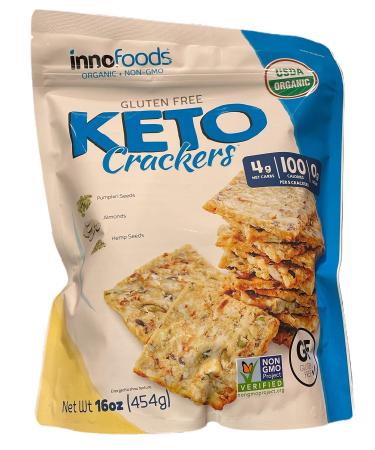 InnoFoods KETO Crackers, White, Blue, Coconut, 1 lb, 16 Oz