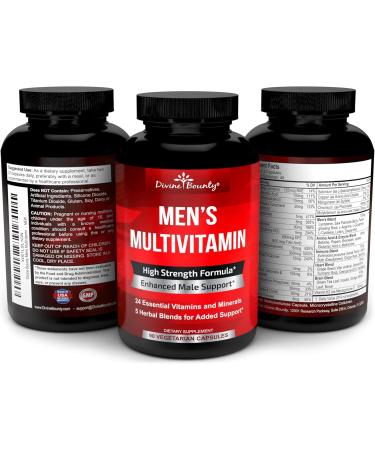 Mens Multivitamin Daily Multivitamin for Men with Vitamin A C D E K B Complex Calcium Magnesium Selenium Zinc Plus Heart Brain Immune and Men's Multivitamins 90 Vegetarian Capsules - Buy Online on GoSupps.com