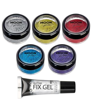 Classic ultra -dust from Moon Glitter - 100% cosmetic glitter for face body nails hair and lips - 5G - set with 5 colors