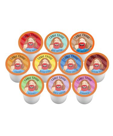 Crave Beverages Flavored Coffee Pods Sampler - 100 Count Assorted Variety Pack - Compatible with 2.0 K-Cup Brewers - Buy Online on GoSupps.com