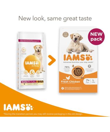 IAMS Complete Dry Dog Food for Senior 7+ Large Breeds with Chicken 12 kg Chicken 12 kg (Pack of 1) - Buy Online on GoSupps.com