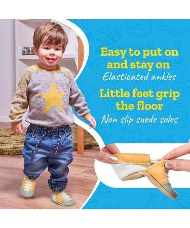 Yellow Leather Baby Walking Shoes | Soft Sole Baby Girl Boy Toddler Shoes 6-12 Months - Buy Online on GoSupps.com