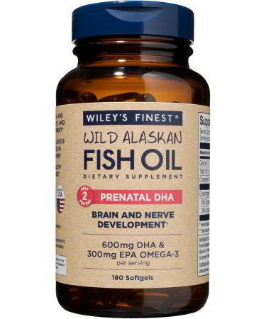 Wiley's Finest Wild Alaskan Fish Oil Prenatal DHA 600 mg 180 Fish Softgels