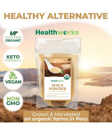 Healthworks Maca Powder Raw (16oz) - Certified Organic | Keto, Vegan & Non-GMO | Premium Peruvian | Breakfast, Smoothies & Baking - Buy Online on GoSupps.com