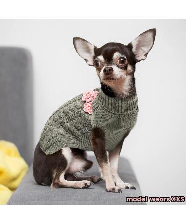 ALUZAEMO Small Dog Sweater - Flower Knitwear for Warm Winter Fashion - Cozy Pet Outfits for Small Dog/Cat/Puppy (XS) - Buy Online on GoSupps.com
