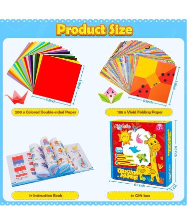 Aigybobo Origami Paper Set 308PCS - Kids Craft Kit with Instructional Book | Art Supplies for Girls Ages 6-12 | Perfect for School Projects - Christmas Gifts for Boys & Girls - Buy Online on GoSupps.com