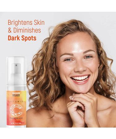 Brightening Vitamin C Face Serum with Hyaluronic Acid, Aloe Vera & Jojoba Seed Oil - Targets Hyperpigmentation, Wrinkles & Dark Spots | Magnum Solace - Buy Online on GoSupps.com