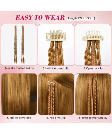 6PCS Baby Braids Clip-In Hair Extensions - 22 Inch Medium Blonde with Pale Highlights - Natural Soft Synthetic Hairpieces for Women - Buy Online on GoSupps.com