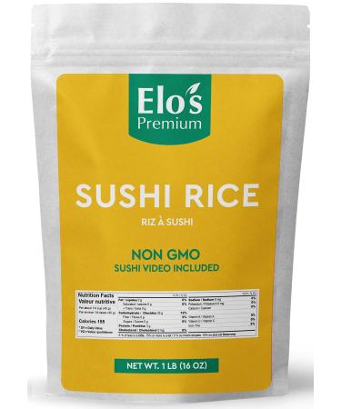 Tasjin Sushi Rice (1lb) | Premium Medium Short Grain| Vegan and Non-GMO Packaged In Canada| White Sticky Rice Best for Sushi Rice Ball and Everyday Japanese Dishes| Exclusive Step by Step Sushi Making Tutorial