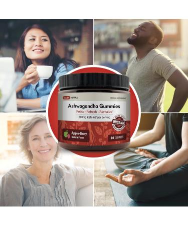 KSM-66 Ashwagandha Gummies - 600mg Organic Root Extract per Serving - Delicious Natural Apple-Berry Flavor | Supports Relaxation Focus & Energy (60 Gummies) 60 Count (Pack of 1) - Buy Online on GoSupps.com