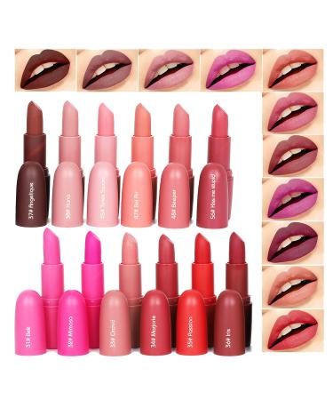 Miss Rose Long-lasting Lipstick Set  12 PCS Multi Colored featuring full-pigment lip color with a smooth  ultra-matte finish in 12 shades 12PCS