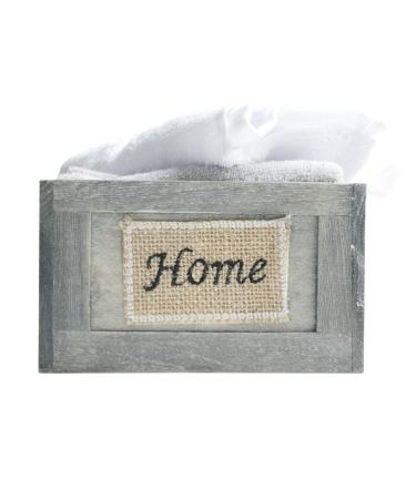 Brielle Home 6 Piece Washcloth Set  Wooden Crate  Grey & White