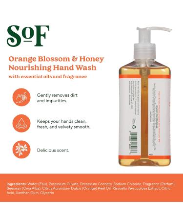 Orange Blossom & Honey Liquid Hand Wash by SoF Body Care | Moisturizing Hand Soap with Sea Algae | 8 oz Pump Bottle | Pack of 3 - Buy Online on GoSupps.com