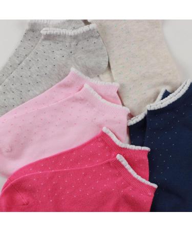COTTON DAY Kids Girls Spotty Pattern Ruffle Top Ankle Socks 5 Pack - 6-8 Years - Buy Online on GoSupps.com