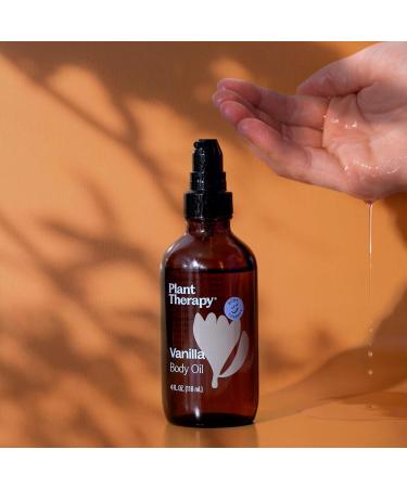 Plant Therapy Vanilla Body Oil 4 oz Sweet & Soothing Vanilla Scent Locks in Moisture for Supple Radiant Looking Skin Promotes Skin Elasticity - Buy Online on GoSupps.com