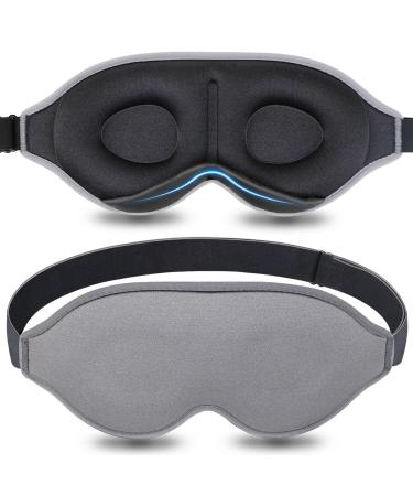 Sleep Mask Contoured for Women and Men No Pressure 3D Eye Mask for Sleeping Adjustable Soft Blindfold (Grey)
