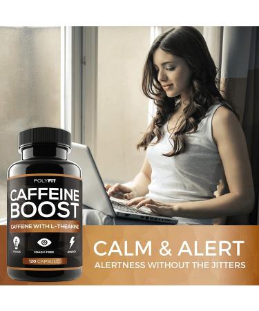 Caffeine Pills with L-Theanine - 120 Capsules - Energy & Focus Supplement - Buy Online on GoSupps.com
