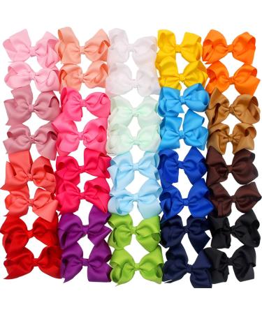 40 Pieces Hair Bows for Girls Clips Grosgrain Ribbon Boutique Hair Bow Alligator Clips For Girls Teens Toddlers Kids (20 Colors in Pairs) (4.5 Inch) 4.5 Inch (Pack of 40)