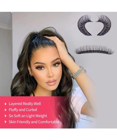 Natural False Eyelashes Wispy Fluffy Cat Eye Lashes Pack 10 Pairs D Curl Lash Strips Faux Mink Fake Eyelash Extensions Cat Eye 3D Eyelash - Buy Online on GoSupps.com