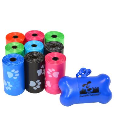 Downtown Pet Supply - Large Dog Poop Bags with Dog Leash Clip and Poop Bag Dispenser - Cat Litter & Dog Poop Scoop Bags - Unscented, Leak-Proof Bags 180 Count (Pack of 1) Rainbow with Paw Prints