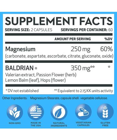 VITAMINERALS Baldrian Plus Valerian Extract - Natural Relaxing Support - Extra Strength 120 Count - Buy Online on GoSupps.com