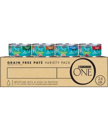 Purina ONE Cat Food (24) 3 oz. Cans Grain Free Variety Pack  4 Flavors