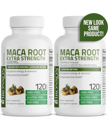 Bronson Maca Root Extra Strength 4000mg - Non-GMO 120 Vegetarian Capsules - Buy Online on GoSupps.com