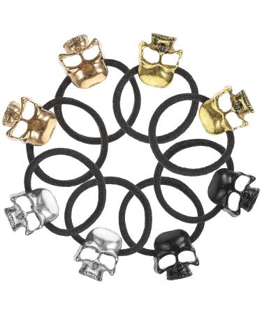 Lurrose 8pcs Skull Hair Ties - Halloween Punk Alloy Ponytail Holders for Women Girls - Buy Online on GoSupps.com