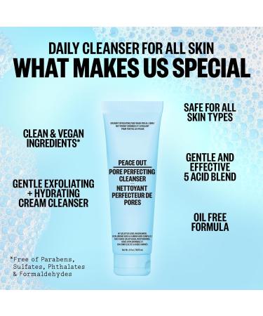 Peace Out Skincare Pore Perfecting Cleanser Daily Exfoliating Face Cleanser with Salicylic Acid & Niacinamide (118.15 mL) - Buy Online on GoSupps.com