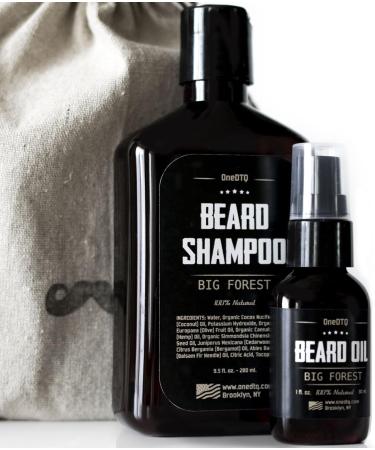 Big Forest Beard Growth Kit - Natural Beard Wash & Oil Set for Men | Organic Facial Hair Care in Mustache Stamped Pouch - Buy Online on GoSupps.com