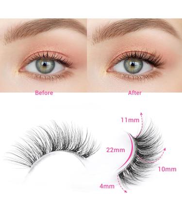 3D Curly Half False Eyelashes by Focipeysa - Natural Look Cat Eye Wispy Lashes with Clear Band - Pack of Fake Lashes (F05) - Buy Online on GoSupps.com